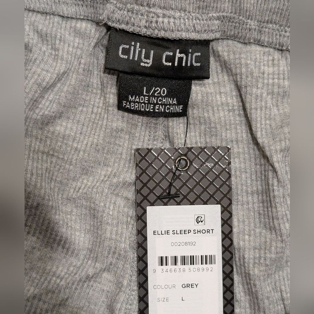 City Chic Sleep Shorts Plus 20 L 2X Gray Ribbed Ellie Ruffle Trim PJs NWT NEW - Picture 3 of 6
